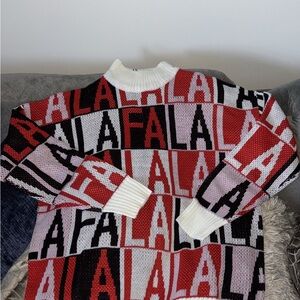 Fashion Nova Red and Black Cowl Neck Sweater